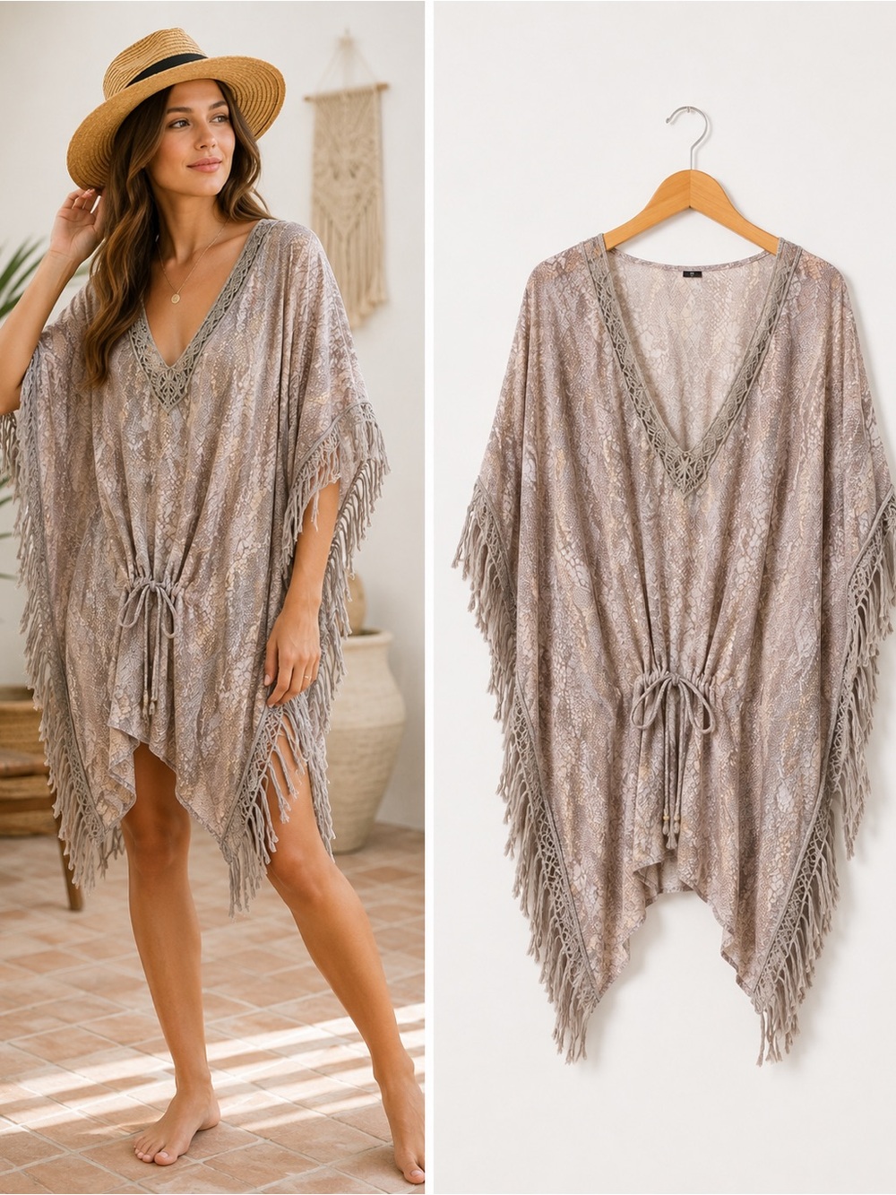 Snakeskin print beach coverup